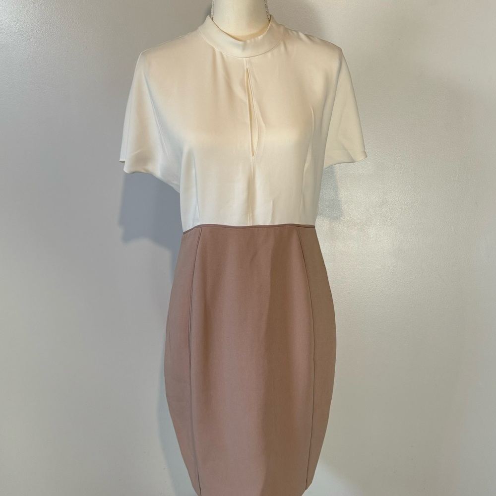 Reiss Miller Colourblock Draped Sleeve Midi Dress